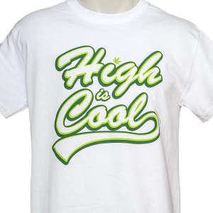 420 Backyard - Maglietta a maniche corte "High is cool - Firma" Bianca