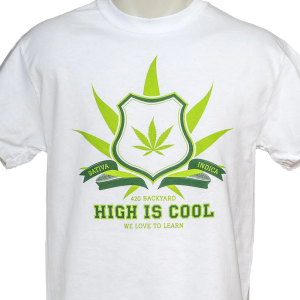 420 Backyard - Maglietta a maniche corte "High is cool - University" Bianca