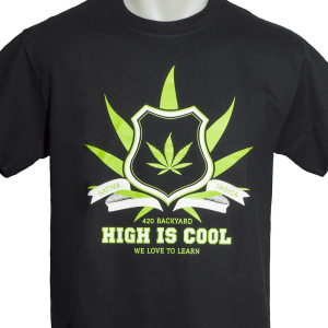 420 Backyard - Maglietta a maniche corte "High is cool - University" Nera